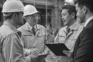 建設現場での意見交換